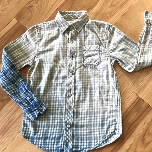 Bleached Flannel Shirt, Size M (Junior): Upcycled Hand Painted Elephant Top - Picture 3 of 10